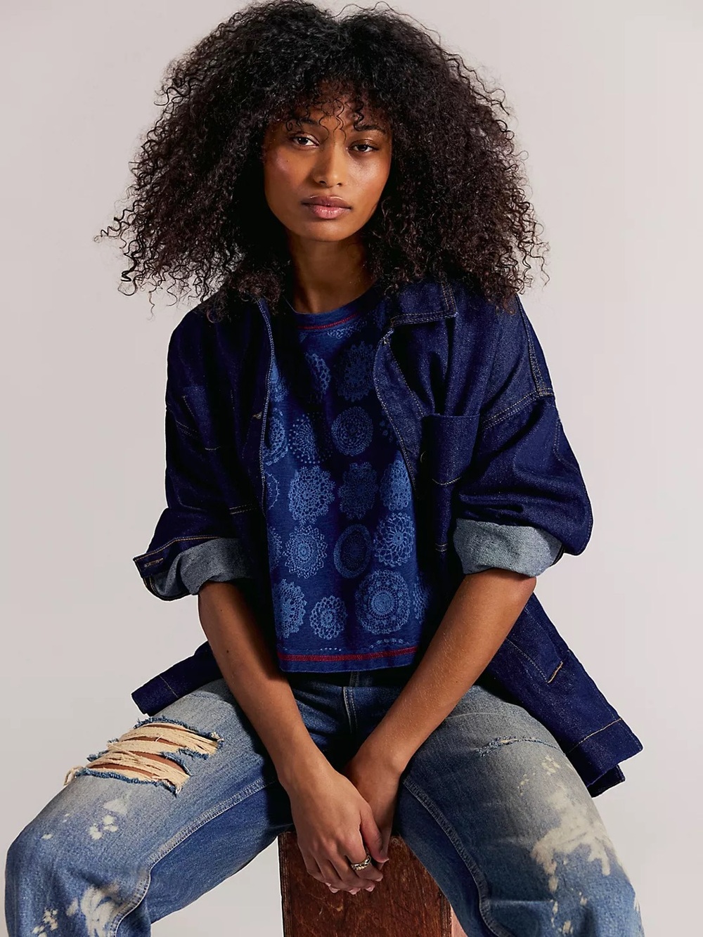NWT FREE PEOPLE WE THE FREE One Of A Kind Tee | Antique Combo MSRP $108 Size M - Picture 2 of 5